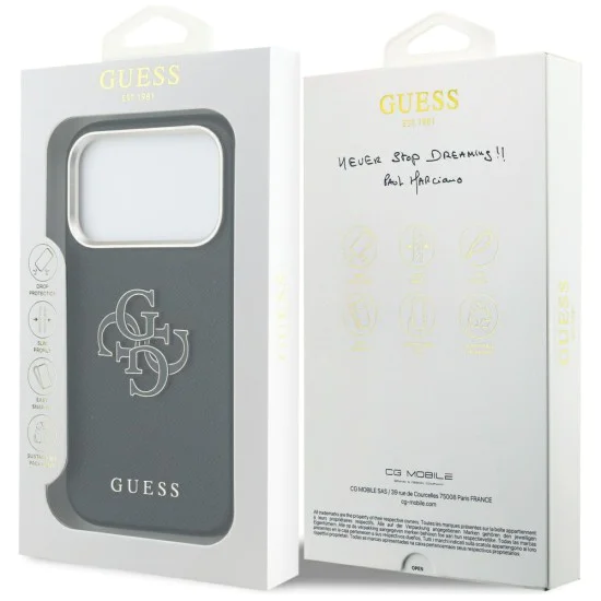 Калъф за iPhone 17 Pro Max - Guess Hardcase Resin Logo - Черен