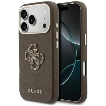 Калъф за iPhone 17 Pro Max - Guess Hardcase Resin Logo - Кафяв