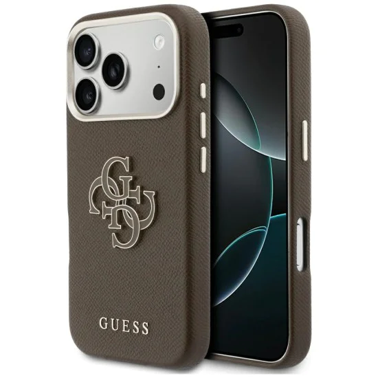 Калъф за iPhone 17 Pro Max - Guess Hardcase Resin Logo - Кафяв