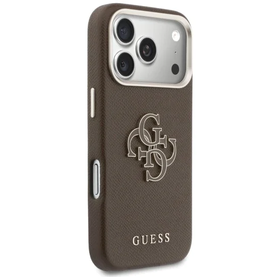 Калъф за iPhone 17 Pro Max - Guess Hardcase Resin Logo - Кафяв