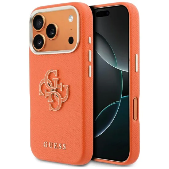 Калъф за iPhone 17 Pro - Guess Hardcase Resin Logo - Оранжев