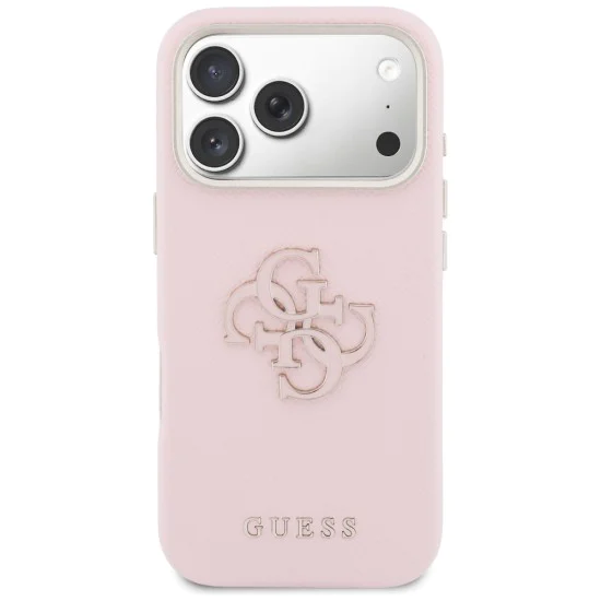 Калъф за iPhone 17 Pro Max - Guess Hardcase Resin Logo - Розов