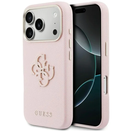 Калъф за iPhone 17 Pro Max - Guess Hardcase Resin Logo - Розов