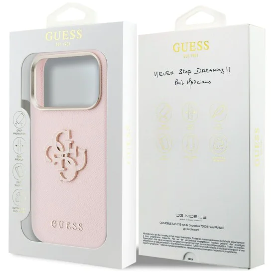 Калъф за iPhone 17 Pro Max - Guess Hardcase Resin Logo - Розов