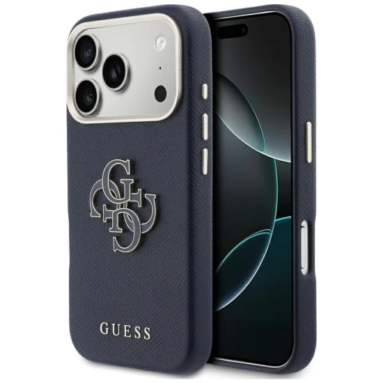 Калъф за iPhone 17 Pro - Guess Hardcase Resin Logo - Син