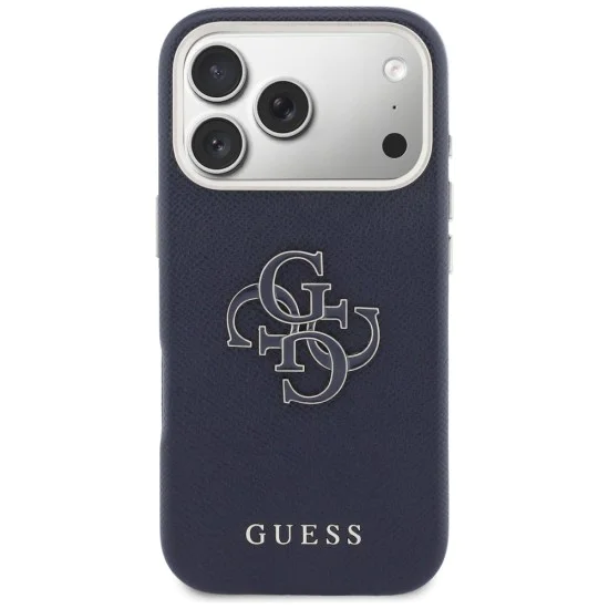 Калъф за iPhone 17 Pro - Guess Hardcase Resin Logo - Син