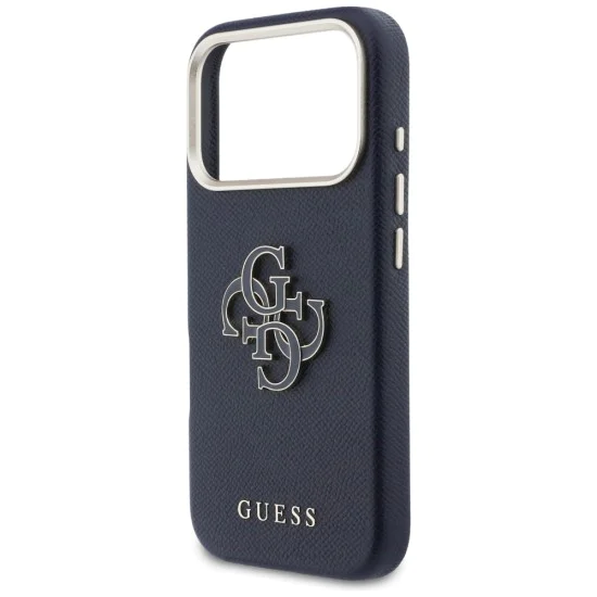 Калъф за iPhone 17 Pro - Guess Hardcase Resin Logo - Син