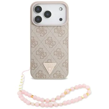 Калъф за iPhone 17 Pro - Guess Hardcase 4G with Strap Triangle Logo MagSafe - Розов