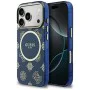 Калъф за iPhone 17 Pro - Guess IML Peony Dot MagSafe - Син