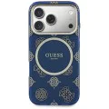 Калъф за iPhone 17 Pro - Guess IML Peony Dot MagSafe - Син