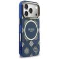 Калъф за iPhone 17 Pro - Guess IML Peony Dot MagSafe - Син