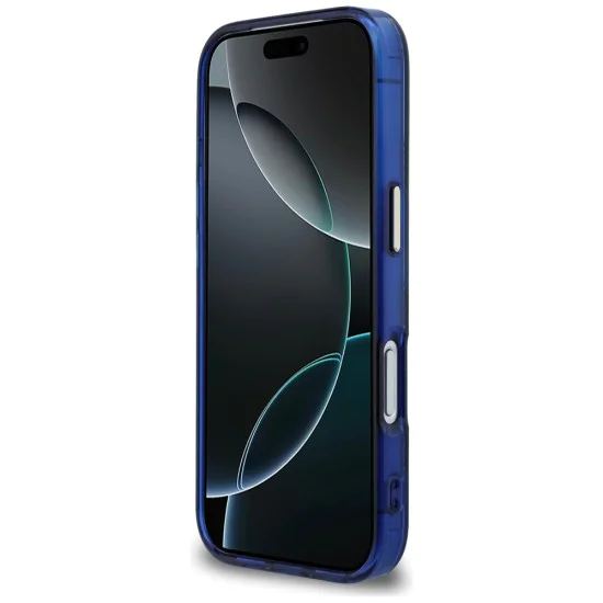 Калъф за iPhone 17 Pro - Guess IML Peony Dot MagSafe - Син