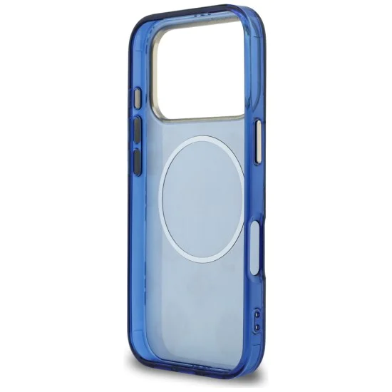 Калъф за iPhone 17 Pro - Guess IML Peony Dot MagSafe - Син