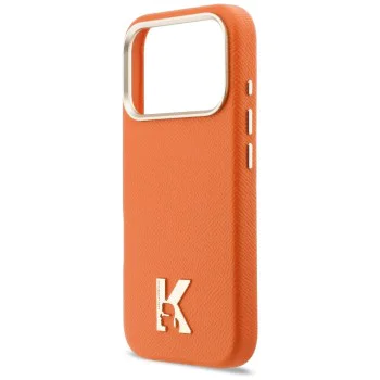 Калъф за iPhone 17 Pro - Hardcase Leather Khead Logo MagSafe - Karl Lagerfeld - Оранжев