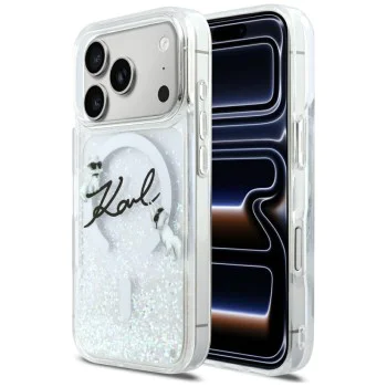 Калъф за iPhone 17 Pro - Karl Lagerfeld Glitter Karl Script Logo MagSafe - Прозрачен