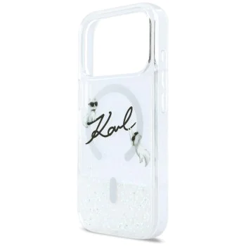 Калъф за iPhone 17 Pro - Karl Lagerfeld Glitter Karl Script Logo MagSafe - Прозрачен