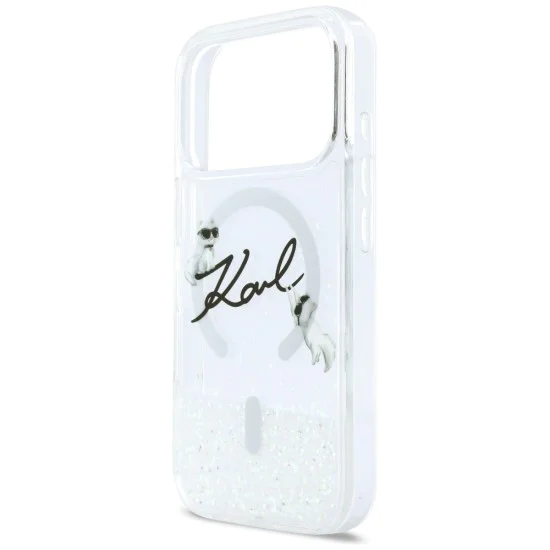 Калъф за iPhone 17 Pro - Karl Lagerfeld Glitter Karl Script Logo MagSafe - Прозрачен