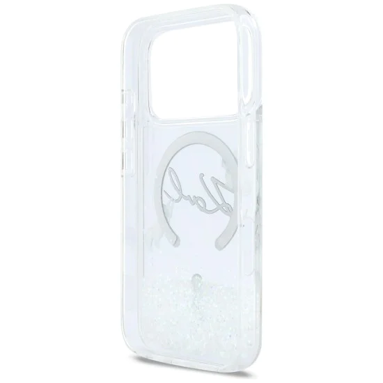 Калъф за iPhone 17 Pro - Karl Lagerfeld Glitter Karl Script Logo MagSafe - Прозрачен