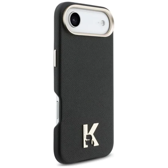 Калъф за iPhone 17 Air - Karl Lagerfeld Hardcase Leather Khead Logo MagSafe - Черен