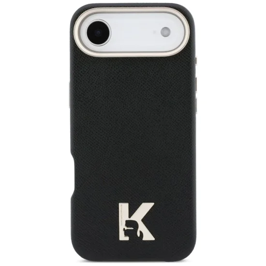 Калъф за iPhone 17 Air - Karl Lagerfeld Hardcase Leather Khead Logo MagSafe - Черен