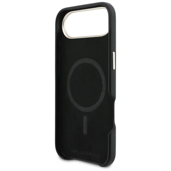 Калъф за iPhone 17 Air - Karl Lagerfeld Hardcase Leather Khead Logo MagSafe - Черен