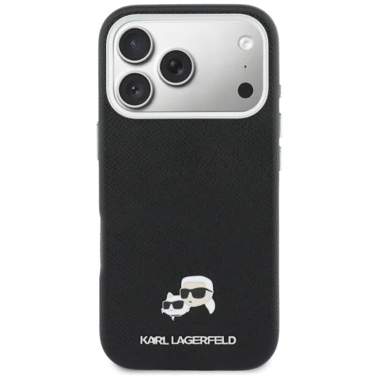 Калъф за iPhone 17 Pro Max - Karl Lagerfeld Hardcase Leather K&C Head Pin MagSafe - Черен