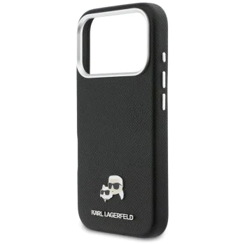 Калъф за iPhone 17 Pro Max - Karl Lagerfeld Hardcase Leather K&C Head Pin MagSafe - Черен