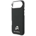 Калъф за iPhone 17 Air - Karl Lagerfeld Hardcase Leather K&C Head Pin MagSafe - Черен