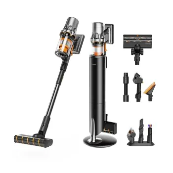 Безжична прахосмукачка Deerma T50W XT Station - 27000Pa, 600W, 2500mAh, HEPA, Cyclone Technology, LED дисплей - Черна