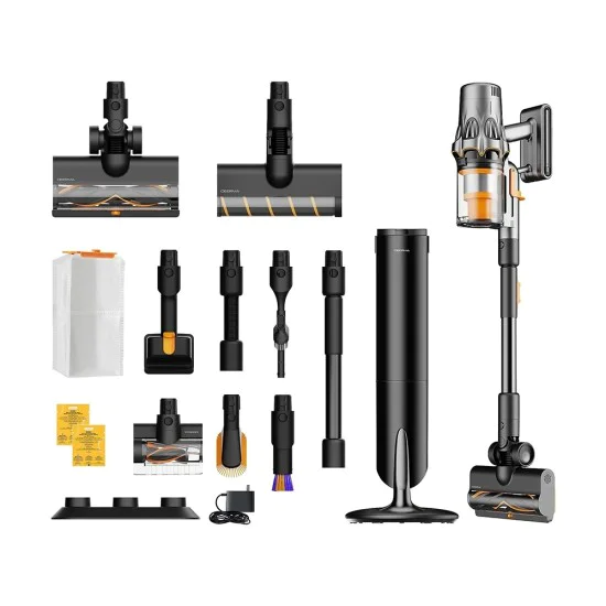 Безжична прахосмукачка Deerma T50W XT Station - 27000Pa, 600W, 2500mAh, HEPA, Cyclone Technology, LED дисплей - Черна