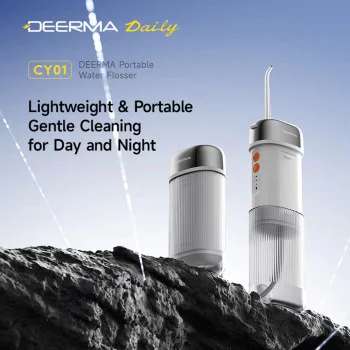 Зъбен душ Deerma CY01 - преносим, 4 нива на интензивност, разглобяем резервоар, 8W, USB-C, IPX7 - Бял