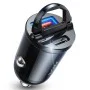 Зарядно за кола (YA0222080015) - Ainope - USB, Type-C, PD30W, с халка за изваждане, алуминиева сплав, 12V/24V - Черно