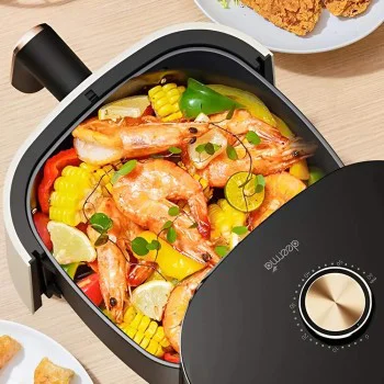 Еър фрайър Deerma KZ30W - 3L капацитет, 1200W, 360° циркулация на горещ въздух, 7 програми, таймер - Златист