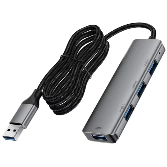 Хъб 4 в 1 Acefast (J17) - 4 x USB3.0, 5Gbps, Plug & Play, алуминиева сплав - Сив