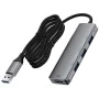 Хъб 4 в 1 Acefast (J17) - 4 x USB3.0, 5Gbps, Plug & Play, алуминиева сплав - Сив