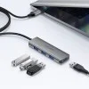 Хъб 4 в 1 Acefast (J17) - 4 x USB3.0, 5Gbps, Plug & Play, алуминиева сплав - Сив