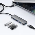 Хъб 4 в 1 Acefast (J17) - 4 x USB3.0, 5Gbps, Plug & Play, алуминиева сплав - Сив