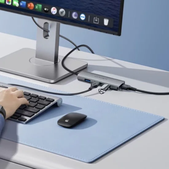 Хъб 4 в 1 Acefast (J17) - 4 x USB3.0, 5Gbps, Plug & Play, алуминиева сплав - Сив
