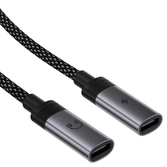 Адаптер Acefast (J14) - USB-C към 2x USB-C, 60W, Hi-Fi аудио, Plug & Play - Черен