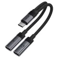 Адаптер Acefast (J14) - USB-C към 2x USB-C, 60W, Hi-Fi аудио, Plug & Play - Черен