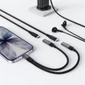 Адаптер Acefast (J14) - USB-C към 2x USB-C, 60W, Hi-Fi аудио, Plug & Play - Черен