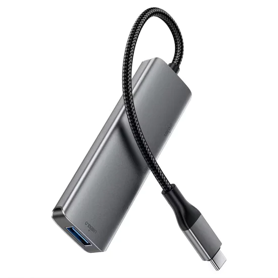 Хъб 4 в 1 Acefast (J15) - Type-C към 4x USB3.0, 5Gbps, алуминиева сплав - Сив