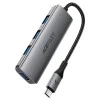 Хъб 4 в 1 Acefast (J15) - Type-C към 4x USB3.0, 5Gbps, алуминиева сплав - Сив