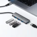 Хъб 4 в 1 Acefast (J15) - Type-C към 4x USB3.0, 5Gbps, алуминиева сплав - Сив