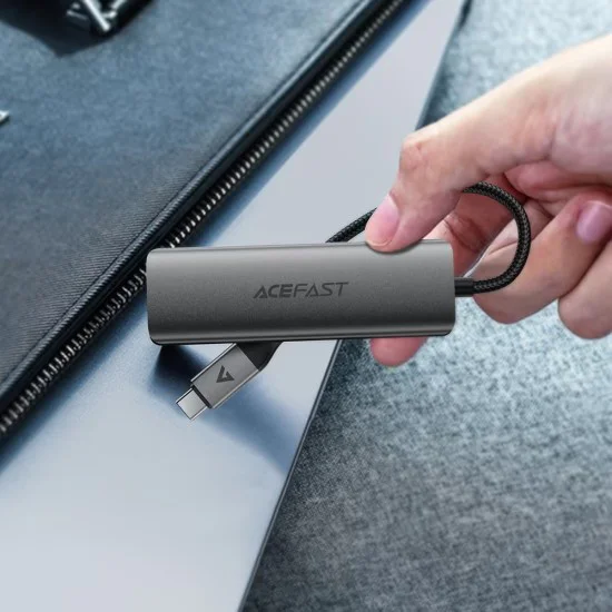 Хъб 4 в 1 Acefast (J15) - Type-C към 4x USB3.0, 5Gbps, алуминиева сплав - Сив