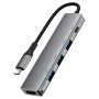 Докинг станция 5 в 1 Acefast (J16) - USB-C към 3x USB3.0, PD 90W, HDMI 4K@60Hz - Сива