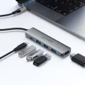 Докинг станция 5 в 1 Acefast (J16) - USB-C към 3x USB3.0, PD 90W, HDMI 4K@60Hz - Сива