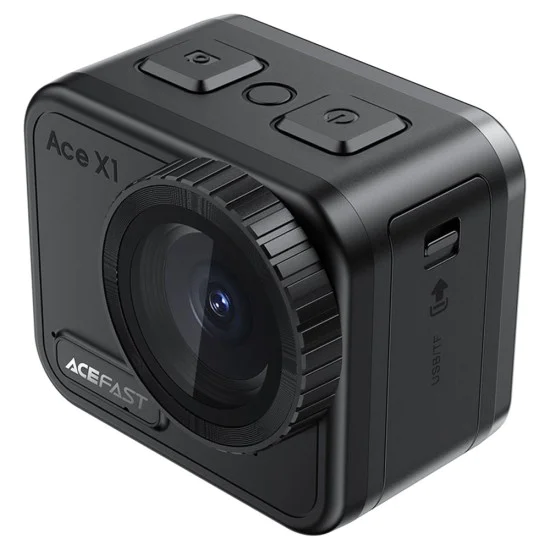 Екшън камера Acefast (X1) - 4K, 20MP, Wi-Fi, EIS, IPX8 21м водоустойчива - Черна