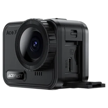 Екшън камера Acefast (X1) - 4K, 20MP, Wi-Fi, EIS, IPX8 21м водоустойчива - Черна
