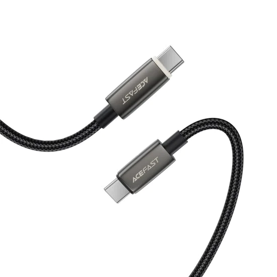Кабел за данни Acefast (C23-03) - USB-C към USB-C, Smart Power-Off, 60W, 1.2м - Черен
